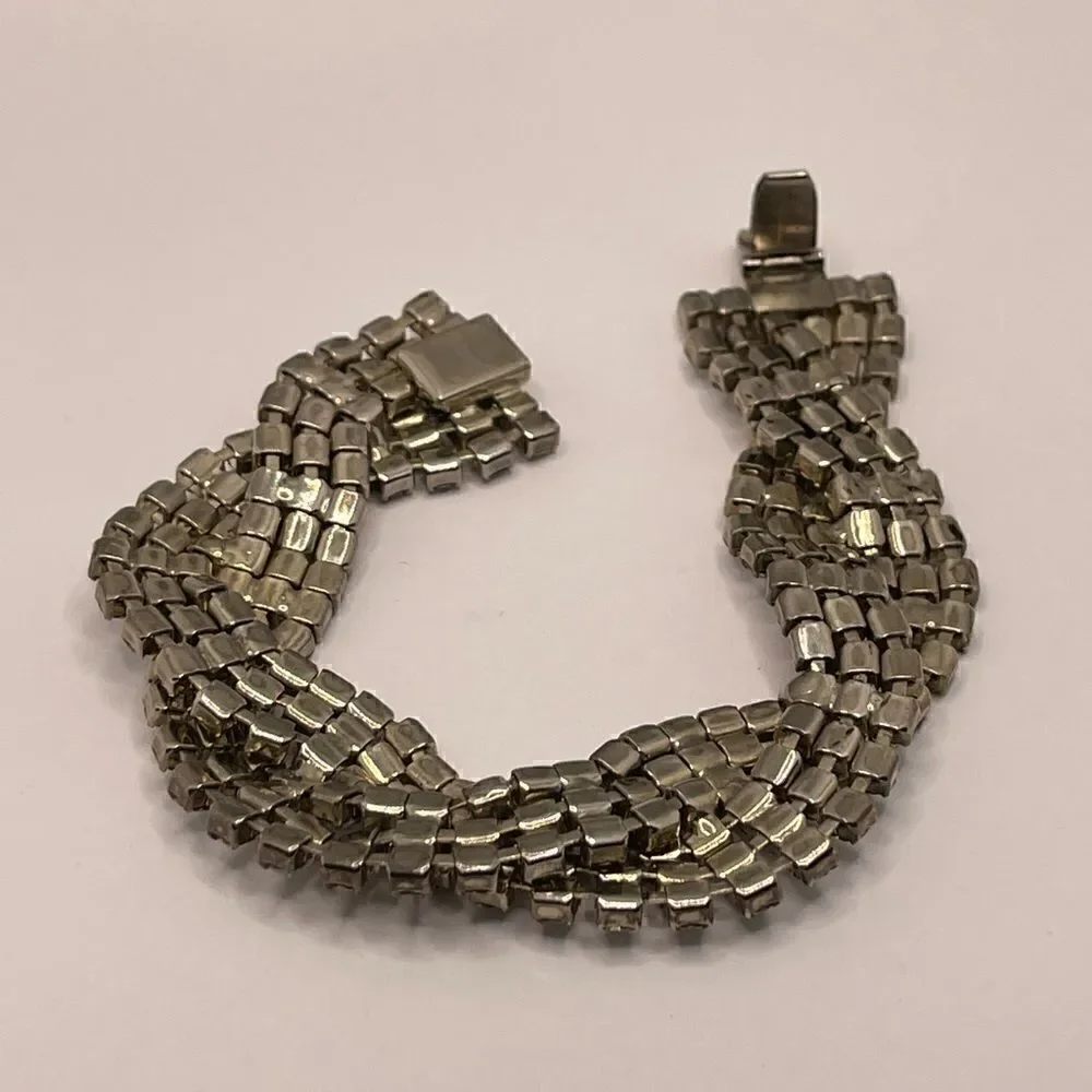 Vintage bracelet rhinestone silver tone